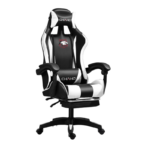 Gamer szék lábpárnával - fekete/fehér - PDQ112001-3