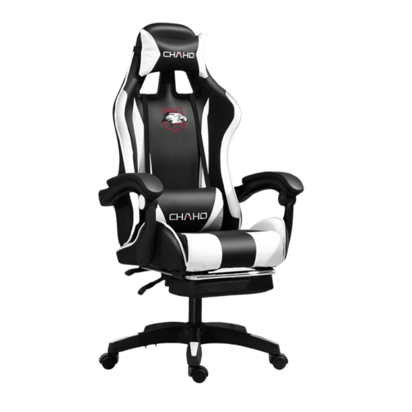 Gamer szék lábpárnával - fekete/fehér - PDQ112001-3