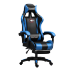 Gamer szék lábpárnával - fekete/kék - PDQ112001-2