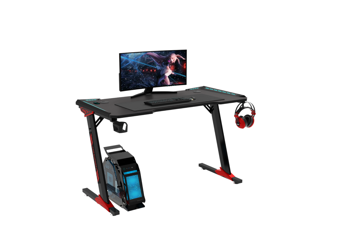 Gamer asztal fényekkel és egértartóval 120*60*73 - fekete - Image 2